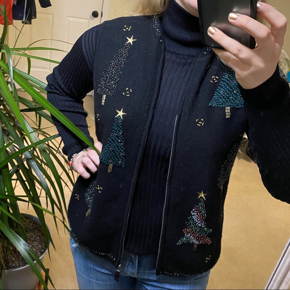 Vintage Beaded Christmas Tree Vest